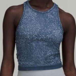 Lululemon ebb to street crop stretch tank top workout size 2 like new blue